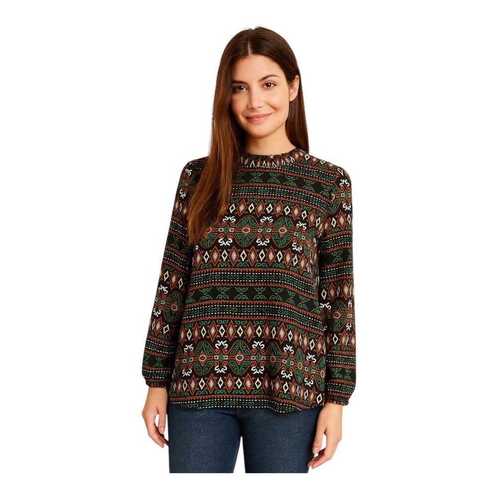 Dolce Vita Open Back Blouse~Size XS~Tribal Pattern Geometric Print Classic L6 21